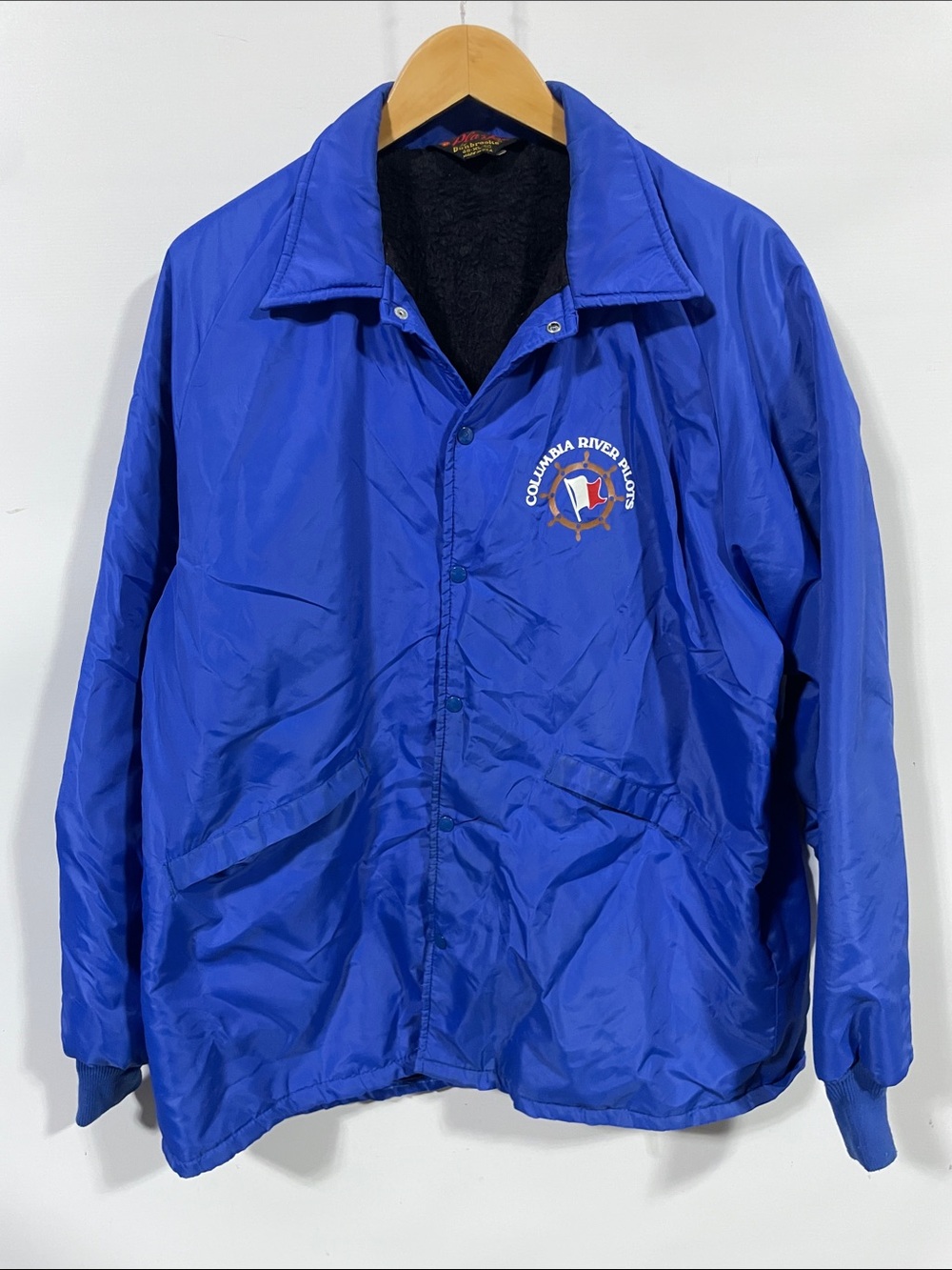Vintage 1980s Columbia River Pilots Royal Blue Men’s Windbreaker Jacket